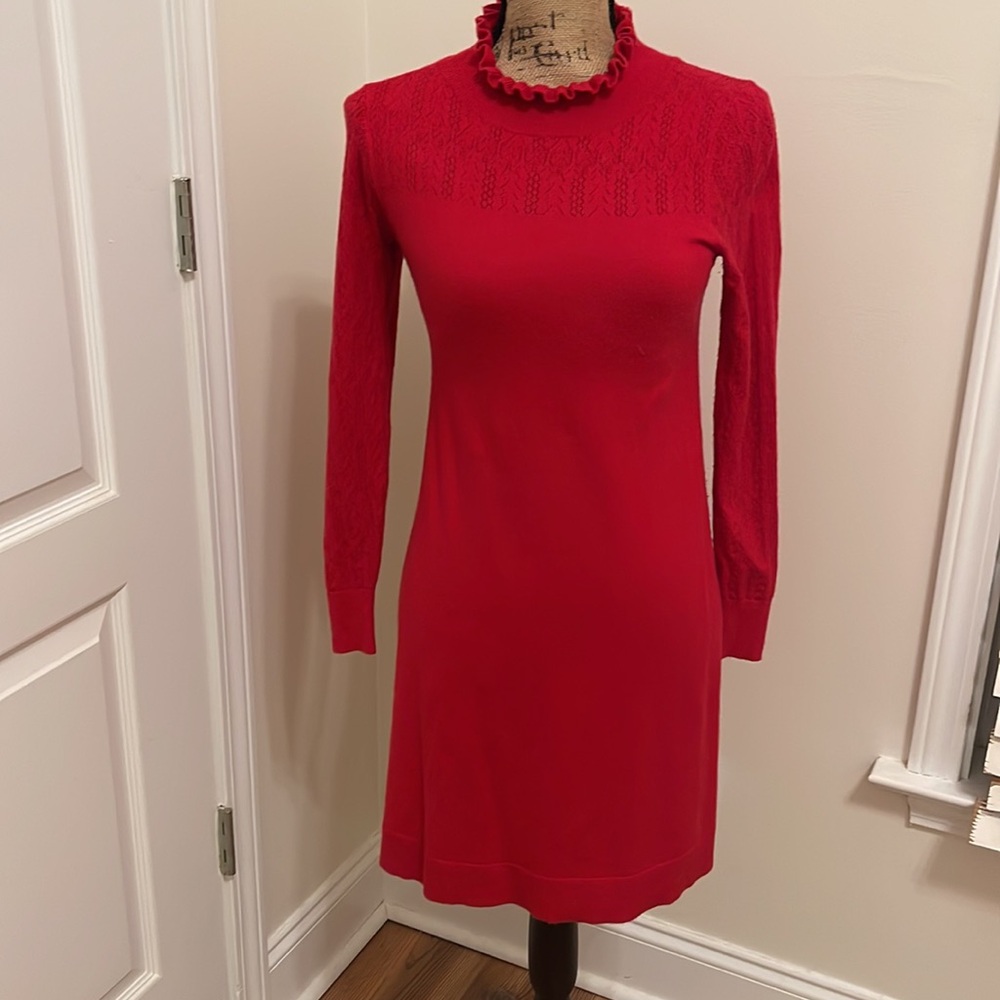 LOFT red soft knit dress , size XXS , EUC